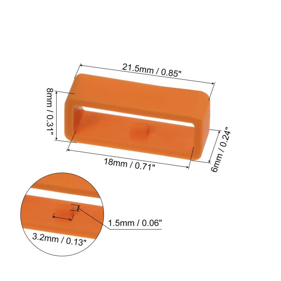 HARFINGTON 腕時計ストラップ ループファスナーリング 18mm シリコン製 6個入 オレンジレッドの画像