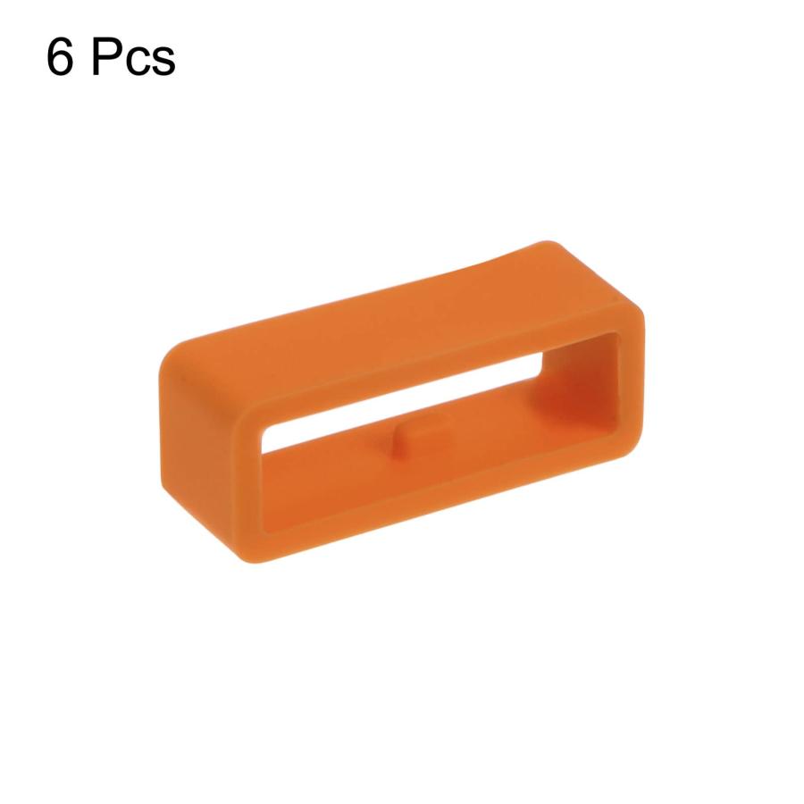 HARFINGTON 腕時計ストラップ ループファスナーリング 18mm シリコン製 6個入 オレンジレッドの画像