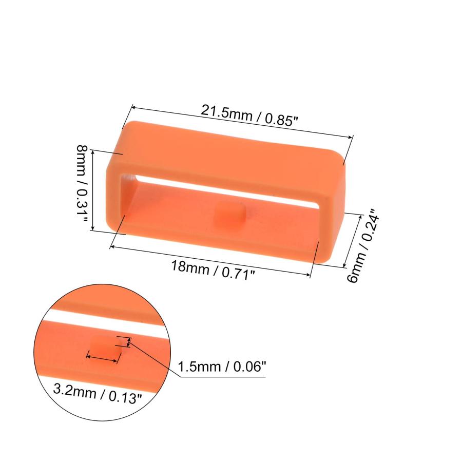 HARFINGTON 腕時計ストラップ ループファスナーリング 18mm シリコン製 6個入 オレンジの画像