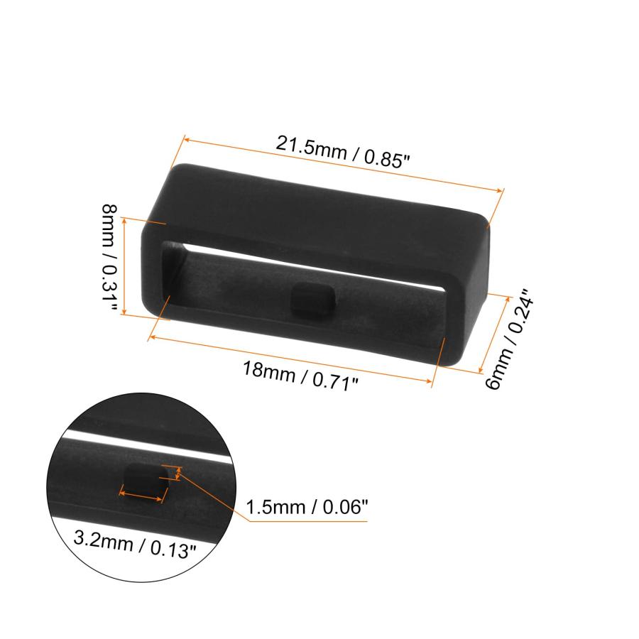 HARFINGTON 腕時計ストラップ ループファスナーリング 18mm ゴム製腕時計ホルダーキーパー シリコン 腕時計バンド用 ブラック 6個_1