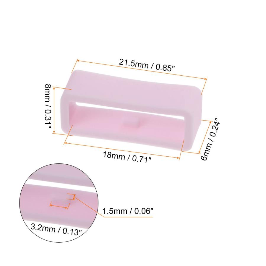 HARFINGTON 腕時計ストラップ ループファスナーリング 18mm ゴム製腕時計ホルダーキーパー シリコン 腕時計バンド用 ライトピンク 6個_1