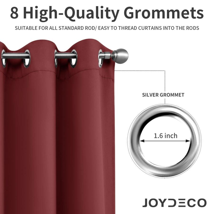 Joydeco 遮光カーテン 長さ90インチ パネル2枚セット 断熱ロングカーテン 2枚 部屋を暗くするグロメットドレープ リビングルーム 寝室 窓用 (W52 x L90インチ、