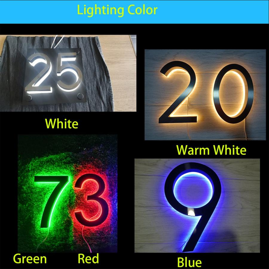カスタムLED 3D立体ハウスナンバーサイン アクリル+ステンレス 高さ12.5〜30cm_5
