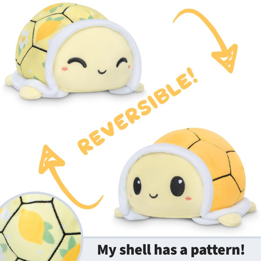 TeeTurtle - The Original Reversible Turtle Plushie - Cute Sensory Fidget Stuffed Animals That Show Your Mood- Lemons + Flowersの画像