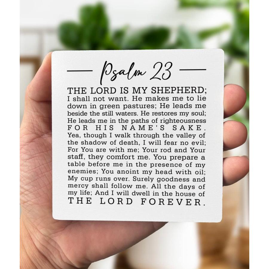 クリスチャン引用 木製飾り板 ギフト 詩篇23 - the Lord is My Shepherd、木製スタンド付き飾り額、木製サインプラークギフト、聖書の言葉の贈り物、木製サイン_2
