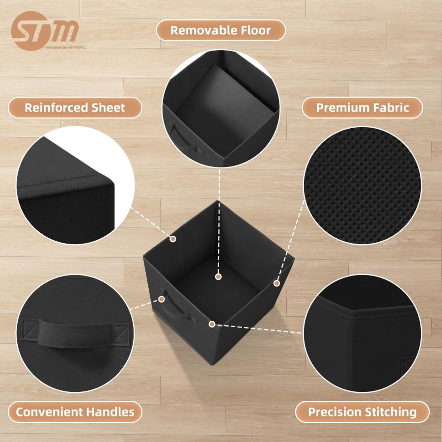 Storage MANIAC - Cubitos de almacenamiento plegables de 11 pulgadas con asas， paquete de 6 contenedores plegables de tela para organizaci〓n， contened_2