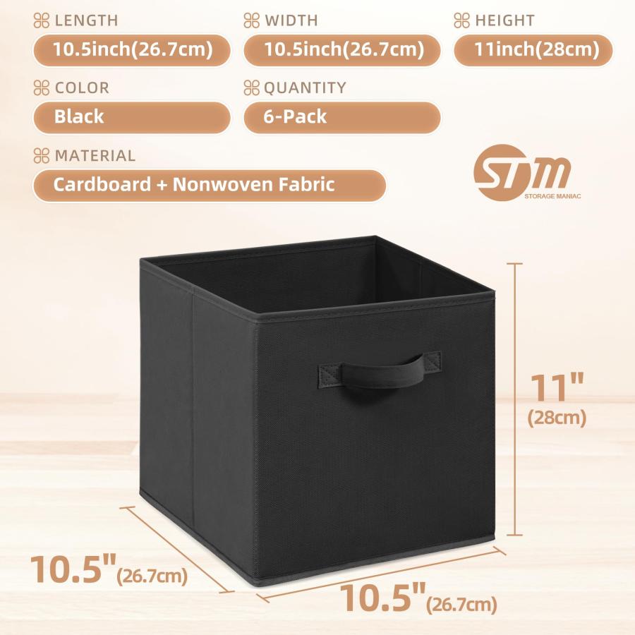 Storage MANIAC - Cubitos de almacenamiento plegables de 11 pulgadas con asas， paquete de 6 contenedores plegables de tela para organizaci〓n， contened_3
