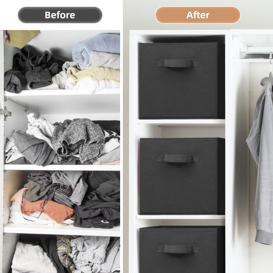 Storage MANIAC - Cubitos de almacenamiento plegables de 11 pulgadas con asas， paquete de 6 contenedores plegables de tela para organizaci〓n， contened_4