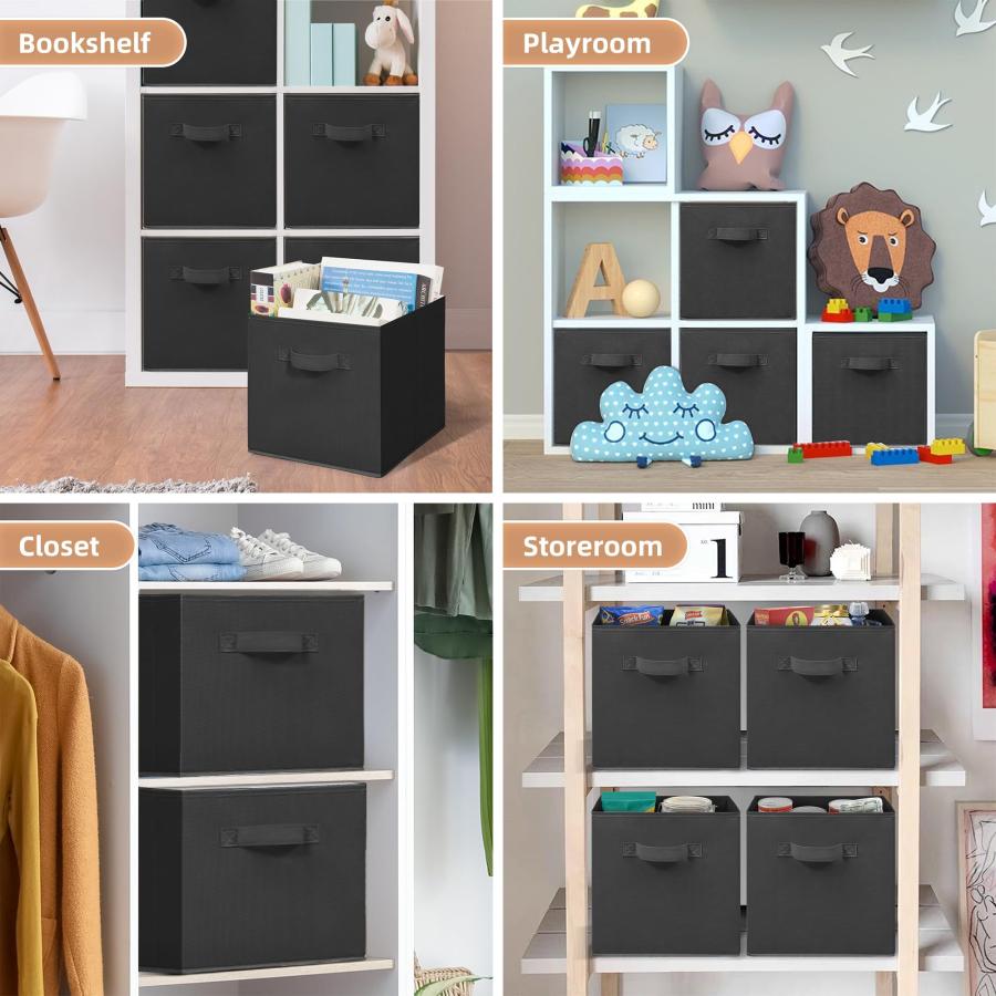 Storage MANIAC - Cubitos de almacenamiento plegables de 11 pulgadas con asas， paquete de 6 contenedores plegables de tela para organizaci〓n， contened_6