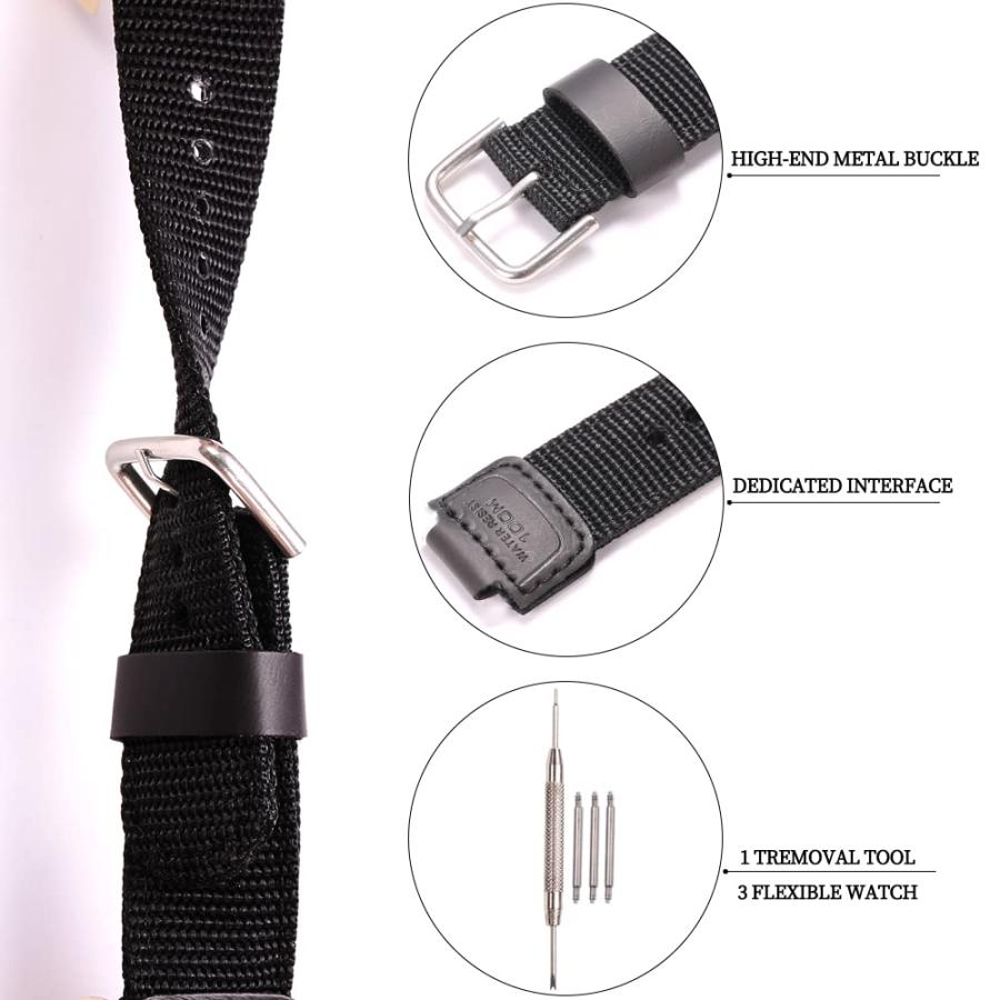 XBHSW 16mm ナイロンレザー腕時計ストラップ カシオ DW-5600 DW-6900 GW-M5610 GA-100 対応 メンズの画像