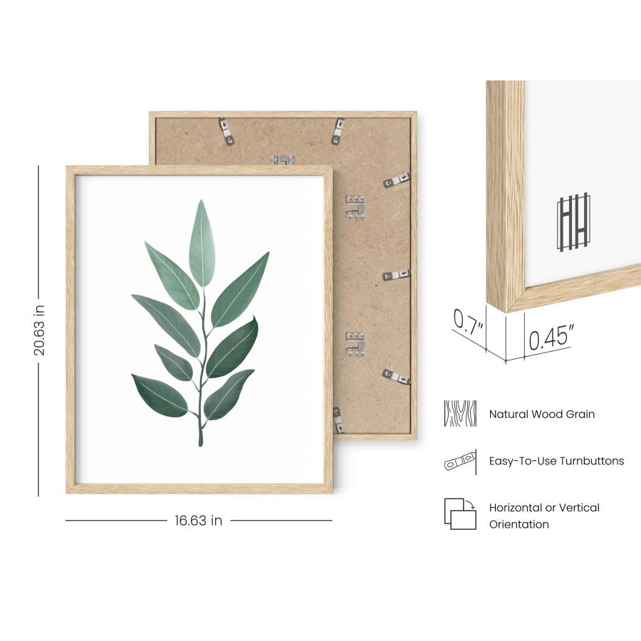 HAUS AND HUES 植物ウォールアート - ボタニカルプリント グリーンコレクションセット、葉の絵画、ミニマリストセージの装飾(ベージュフレーム16x20)_2