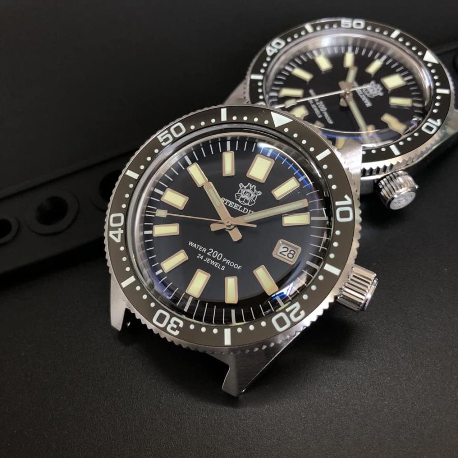 Steeldive SD1962 200M 防水 62MASメンズダイバーウォッチ セラミックベゼル サファイアガラス NH35 自動機械式腕時計、ブラック, ブラック///ホワイト, ブレスの画像