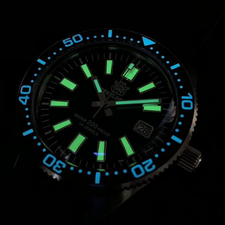 Steeldive SD1962 200M 防水 62MASメンズダイバーウォッチ セラミックベゼル サファイアガラス NH35 自動機械式腕時計、ブルー, ブルー, ブレスレットの画像