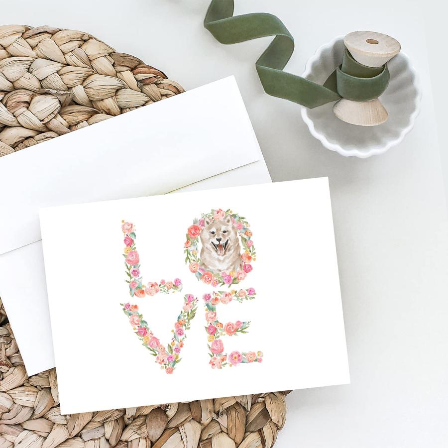 Caroline's Treasures WDK4499GCA7P Shiba Inu #4 Love Greeting Cards and Envelopes Pack of 8 Blank Cards with Envelopes Whimsical A7 Size 5x7 Blank Note_1