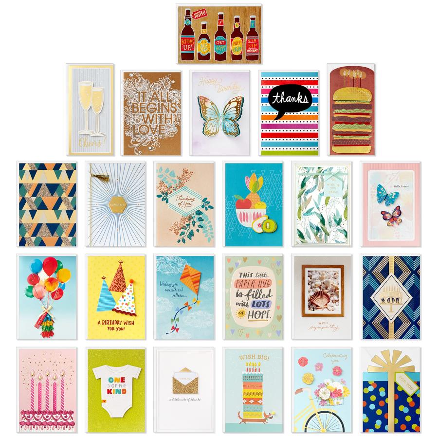 Hallmark Pack of 24 Handmade Assorted Boxed Greeting Cards， Painted Dots-Birthday Cards， Baby Shower Cards， Wedding Cards， Sympathy Cards， Thinking of_2