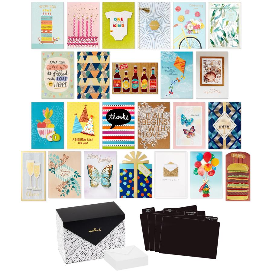 Hallmark Pack of 24 Handmade Assorted Boxed Greeting Cards， Painted Dots-Birthday Cards， Baby Shower Cards， Wedding Cards， Sympathy Cards， Thinking of_3