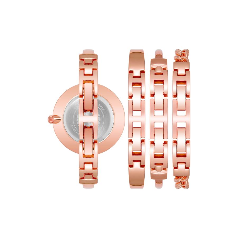 Anne Klein レディースバングルウォッチとブレスレットセット, ローズゴールド, 真珠の画像