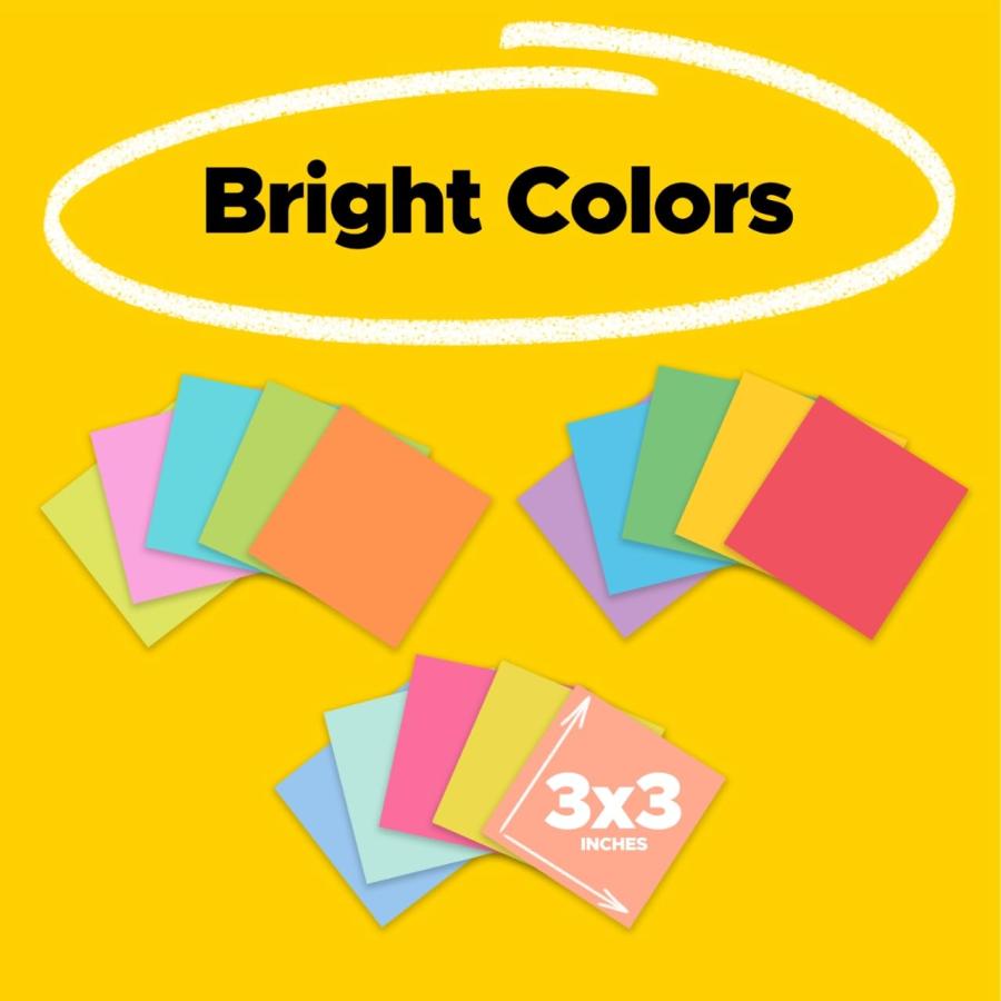 Post-it Paquete de notas superadhesivas， varios colores， 3 x 3 