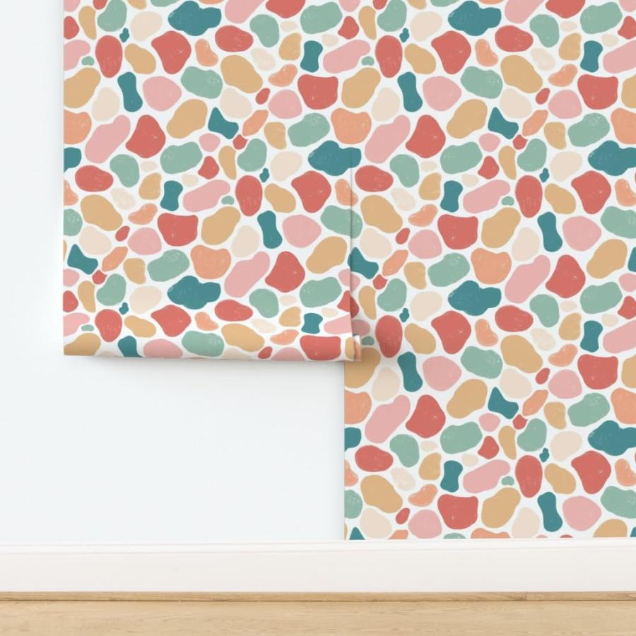 Removable Wallpaper Swatch - Pastel Retro Spots Teal Mint Peach Coral Custom Pre-Pasted Wallpaper by Spoonflower_3