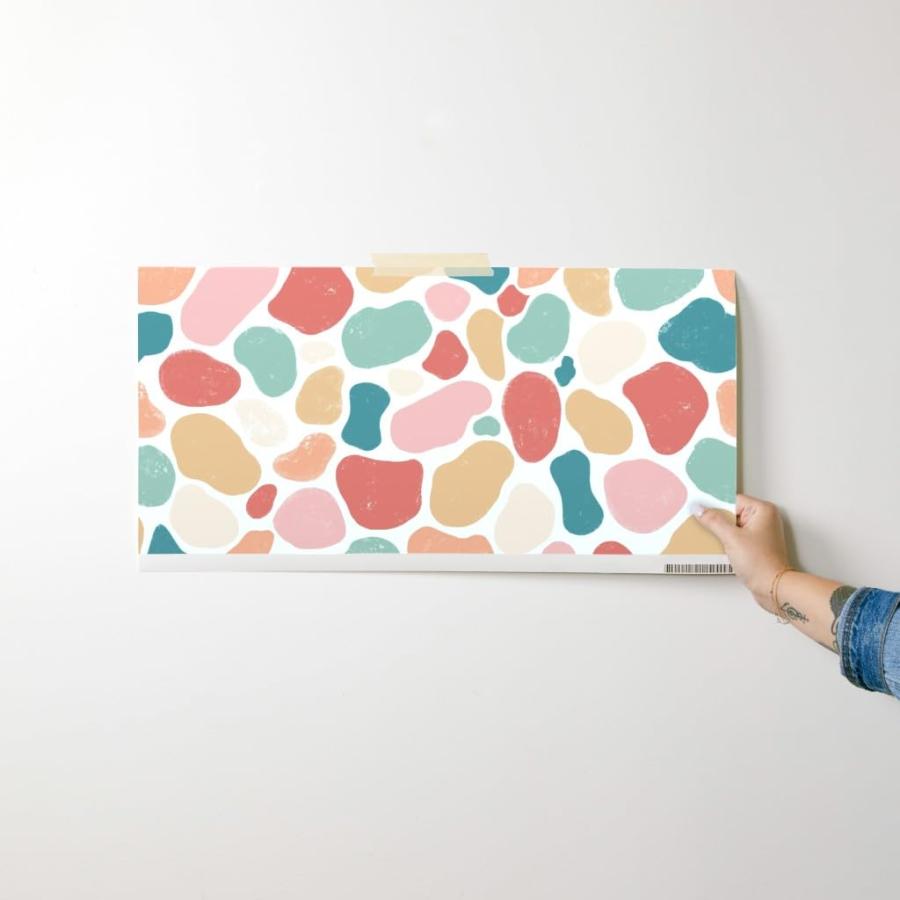 Removable Wallpaper Swatch - Pastel Retro Spots Teal Mint Peach Coral Custom Pre-Pasted Wallpaper by Spoonflower_6