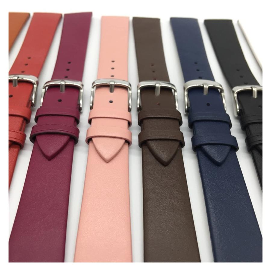 KBUYS 本革 腕時計ベルト レッド1 12〜22mm対応 レザーストラップ メンズ レディース 交換バンドの画像