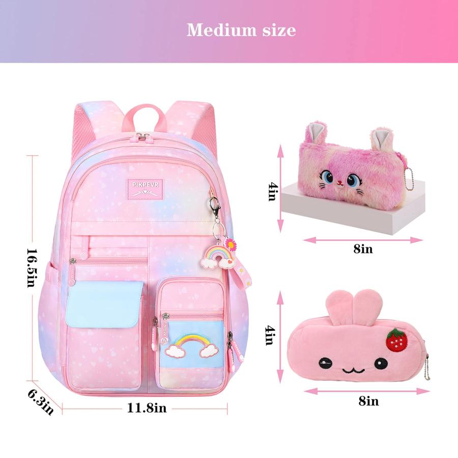 Jcobvig カワイイ バックパック ガールズ キッズ かわいい 学生 スクールバックパック ペンバッグ付き ピンク エステティック スターリー レインボー ラップトッの画像