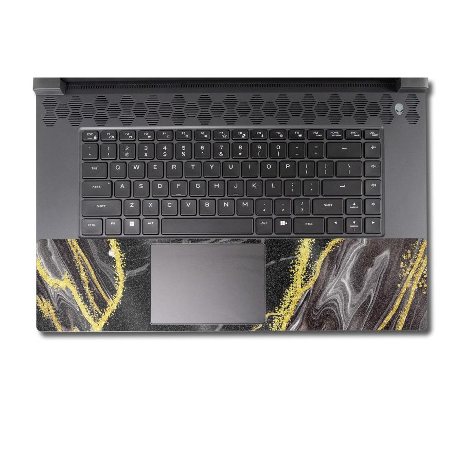 MightySkins グリッタースキン Alienware M17 R5 (2022) 用「Black Marble Glitter」全面フルラップキット_1