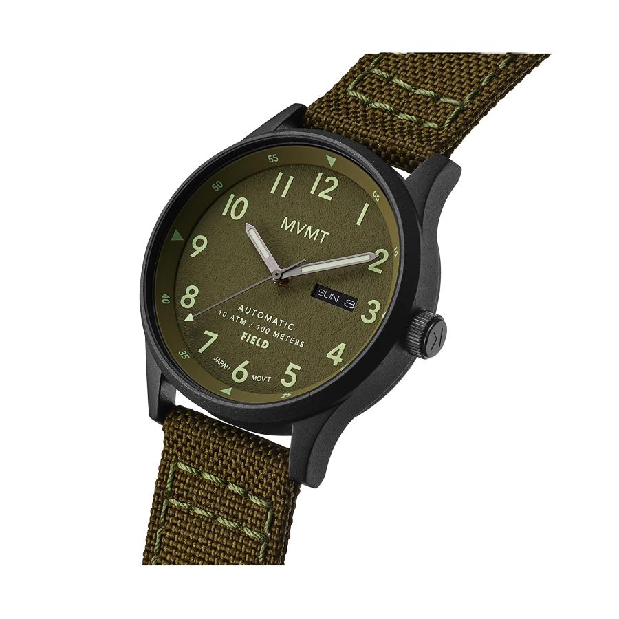 MVMT Field メンズ 自動巻き 42.5mm パイングリーンダイヤル グレーナイロンバンド アドベンチャーの画像