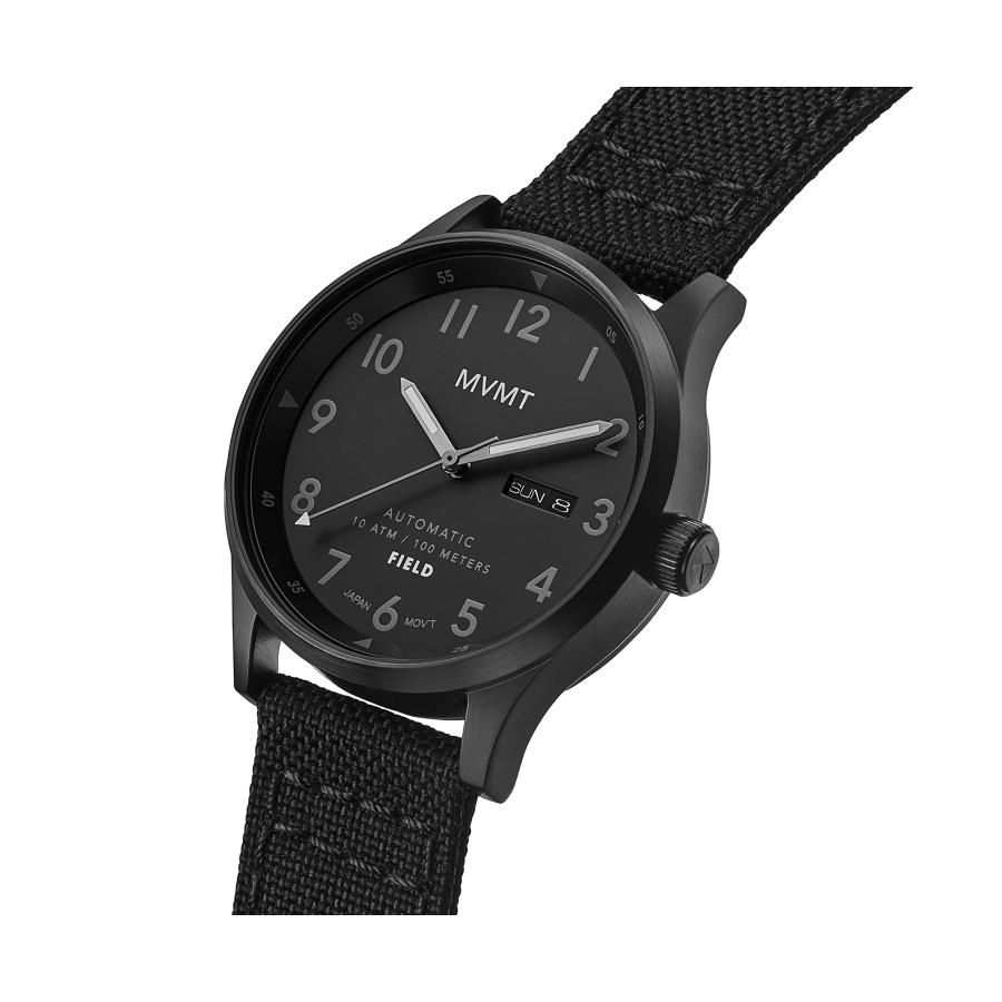 MVMT Field メンズ 自動巻き 42.5mm トリプルブラックダイヤル ブラックナイロンバンド アウトドアの画像