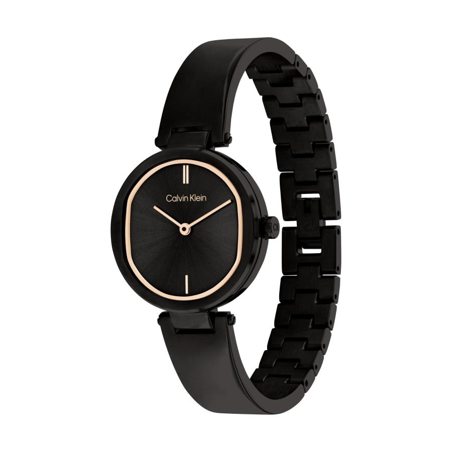 Calvin Klein レディース クォーツ 25200310 イオンメッキ ブラックスチールとバングルブレスレットウォッチ カラー:ブラック、ブラックの画像