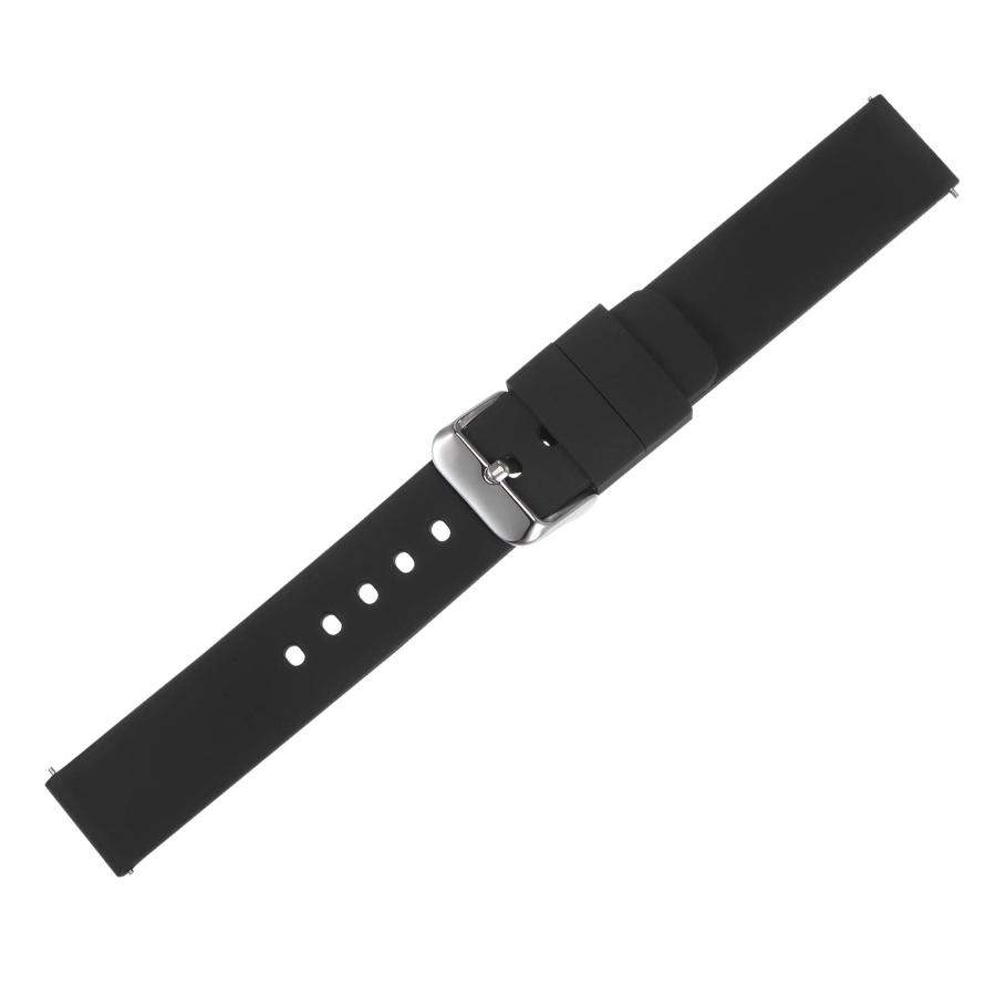 HARFINGTON シリコン腕時計バンド 18mm クイックリリース ステンレスバックル 交換用ストラップ ブラック 防水の画像