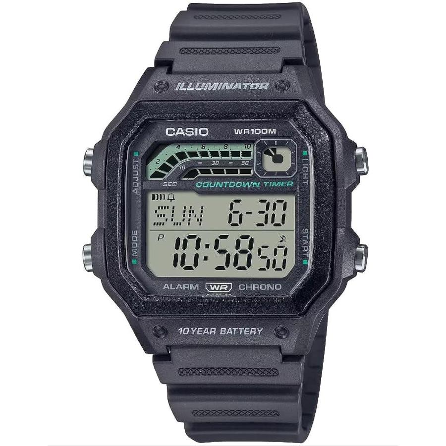 Casio WS-1600H-8A スポーツデジタル 10年電池 カウントダウンタイマー 100m防水 ワールドタイム
