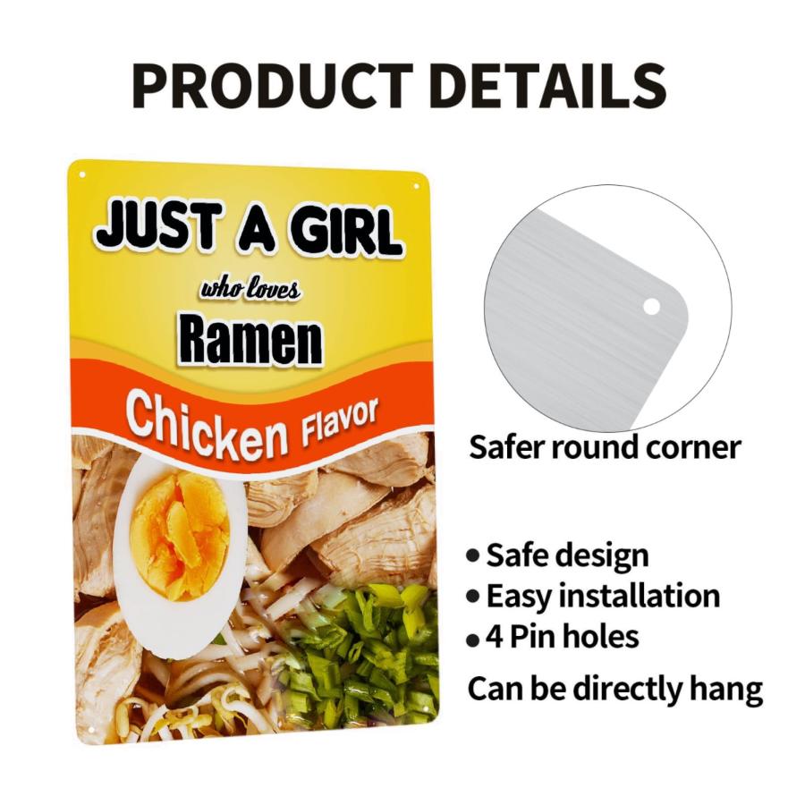 JOCASA ラーメン チキン好き女子 ヴィンテージ風 アルミメタルサイン 約20×30cm_1