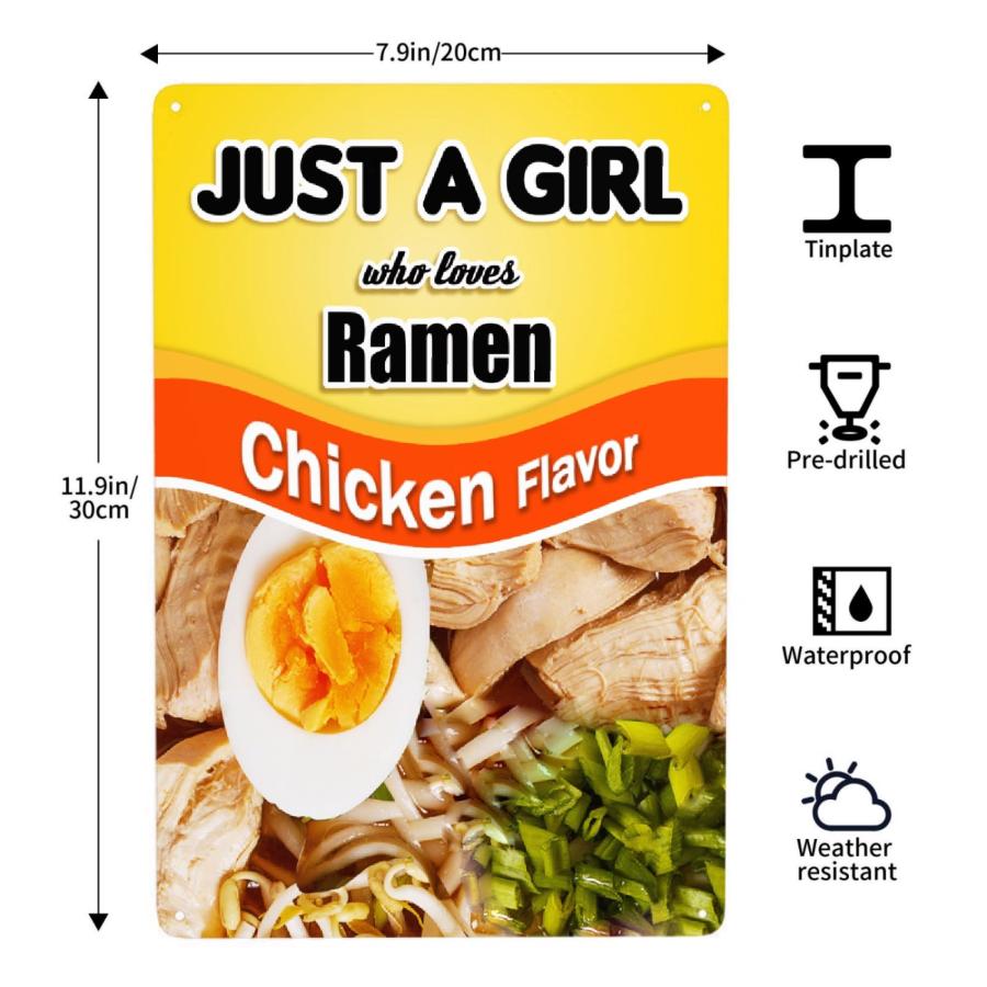 JOCASA ラーメン チキン好き女子 ヴィンテージ風 アルミメタルサイン 約20×30cm_2