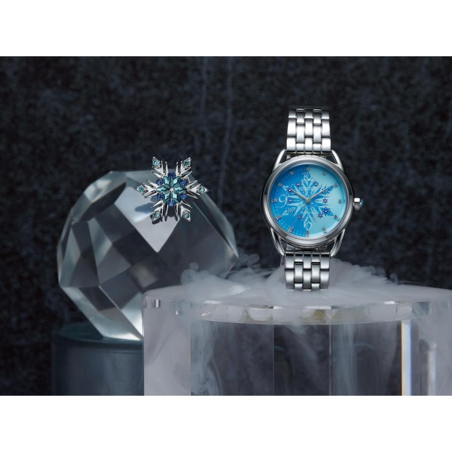 CITIZEN エコドライブ FE7091-61W ディズニー アナと雪の女王 クリスタルウォッチ＆ピンバッジ ギフトセット シルバーステンレス ブルーダイヤルの画像