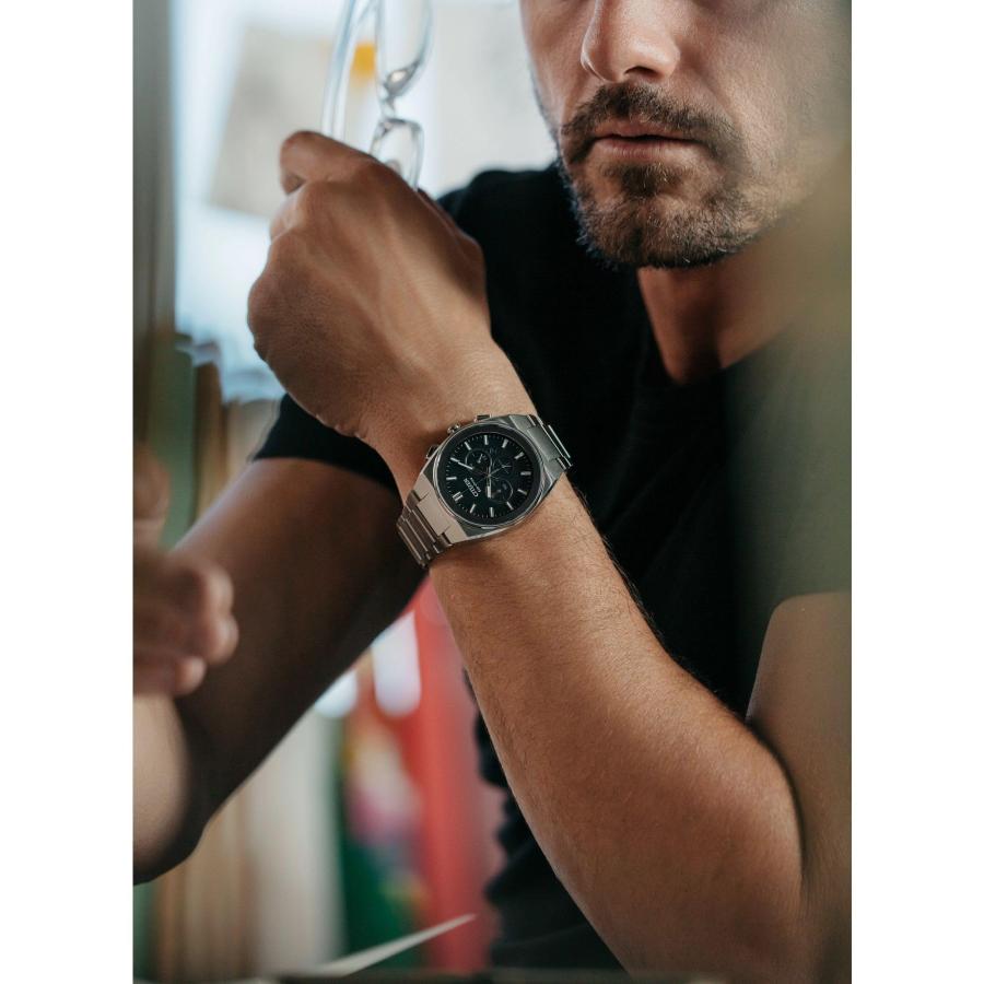 CITIZEN Eco-Drive Axiom クロノグラフ メンズ ステンレスケース サファイアクリスタル ブラック文字盤 日付表示 防水50m CA4580-50Eの画像