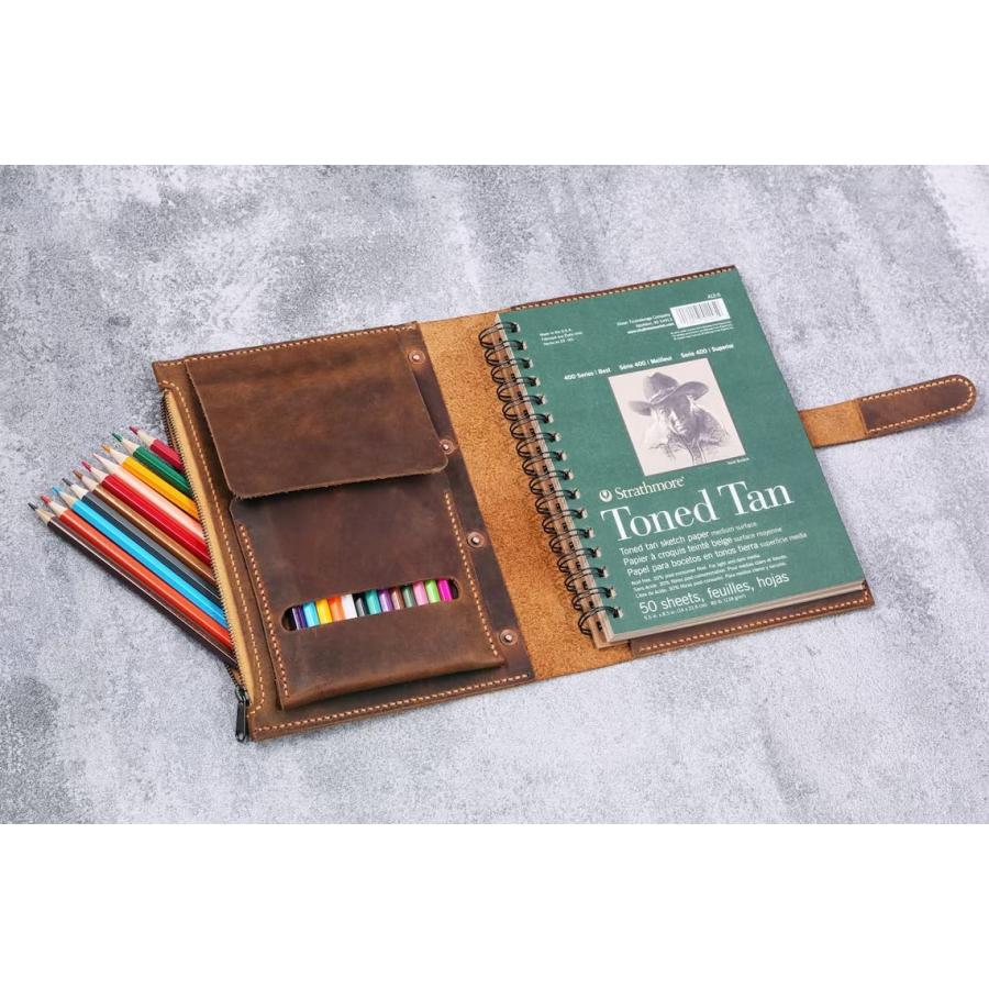 D＆M Leather Studio レザースケッチブックカバー 5.5x8.5インチ アーティストギフト W05-LSP58S_1