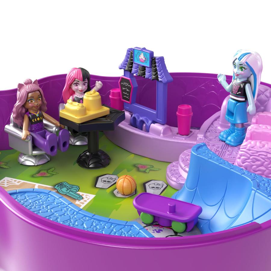 Polly Pocket モンスターハイ コラボ プレイセット マイクロドール3体＆アクセサリー10個 ハイスクール型 トラベルトイ_1