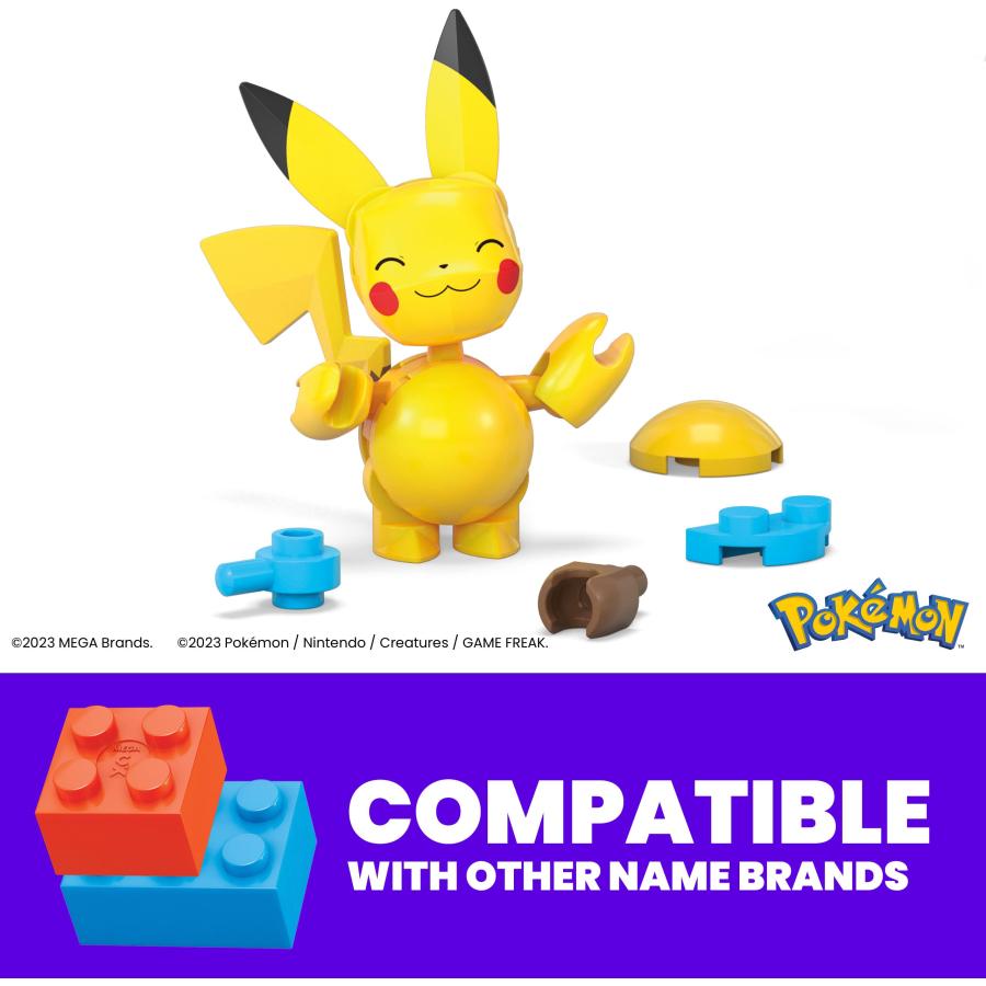 MEGA Pok〓mon Coffret de Construction Pikachu et Zubat, avec Figurines articul〓es, 40 pi〓ces et des Pok〓 Balls, Cadeau pour Enfants, HXP12