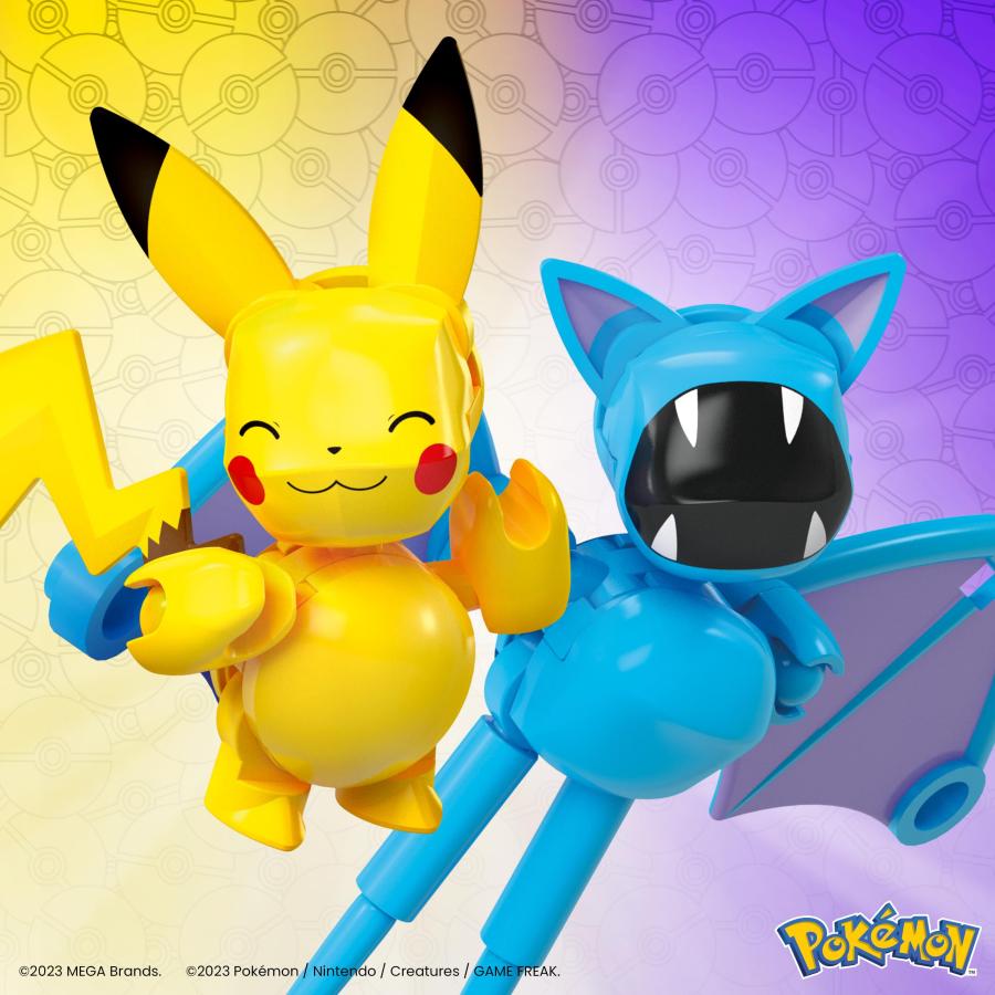 MEGA Pok〓mon Coffret de Construction Pikachu et Zubat, avec Figurines articul〓es, 40 pi〓ces et des Pok〓 Balls, Cadeau pour Enfants, HXP12