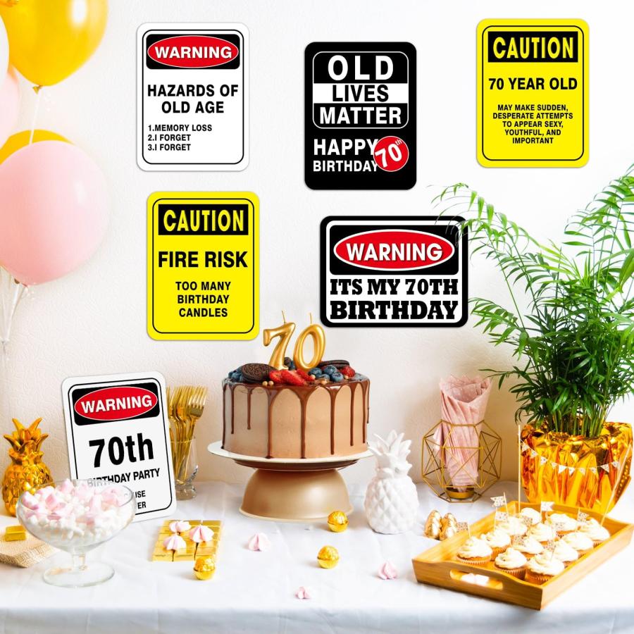 70歳の誕生日デコレーション - 9枚 70年代のオールドゾーン パーティー装飾 面白い庭のバナー おばあちゃん用 テーブルセンターピース ドア 壁 窓 サイン 写真ブ_2