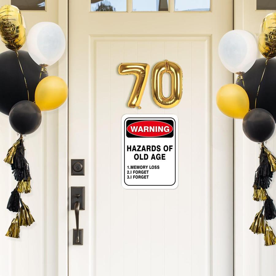 70歳の誕生日デコレーション - 9枚 70年代のオールドゾーン パーティー装飾 面白い庭のバナー おばあちゃん用 テーブルセンターピース ドア 壁 窓 サイン 写真ブ_3