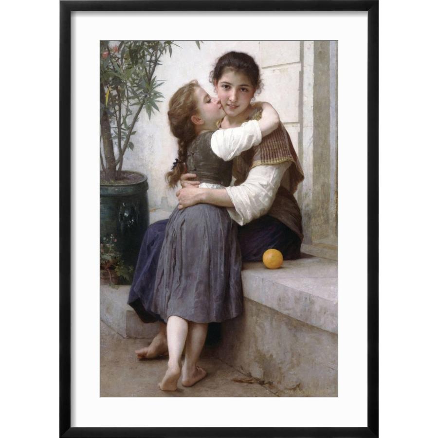 ART.COM A Little Coaxing by William Adolphe Bouguereau 額付きウォールアートプリント 40×60cm ブラックフレームの画像