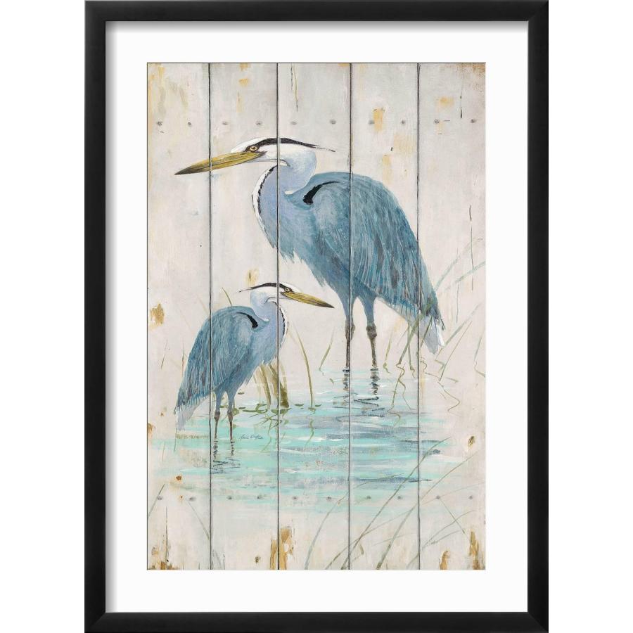 ART.COM Blue Heron Duo by Arnie Fisk 額付きウォールアートプリント 30×46cm ブラックフレーム 動物アート_1