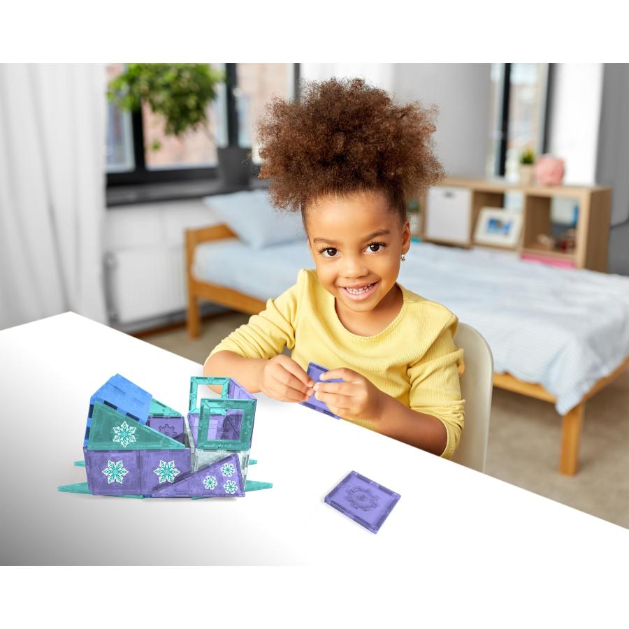 Tytan Toys Disney Frozen Magnetic Tiles Princess Castle - 68-Piece STEAM Building Set with Glitter Tiles ＆ Elsa， Anna， Olaf Stickers - Educational Fr