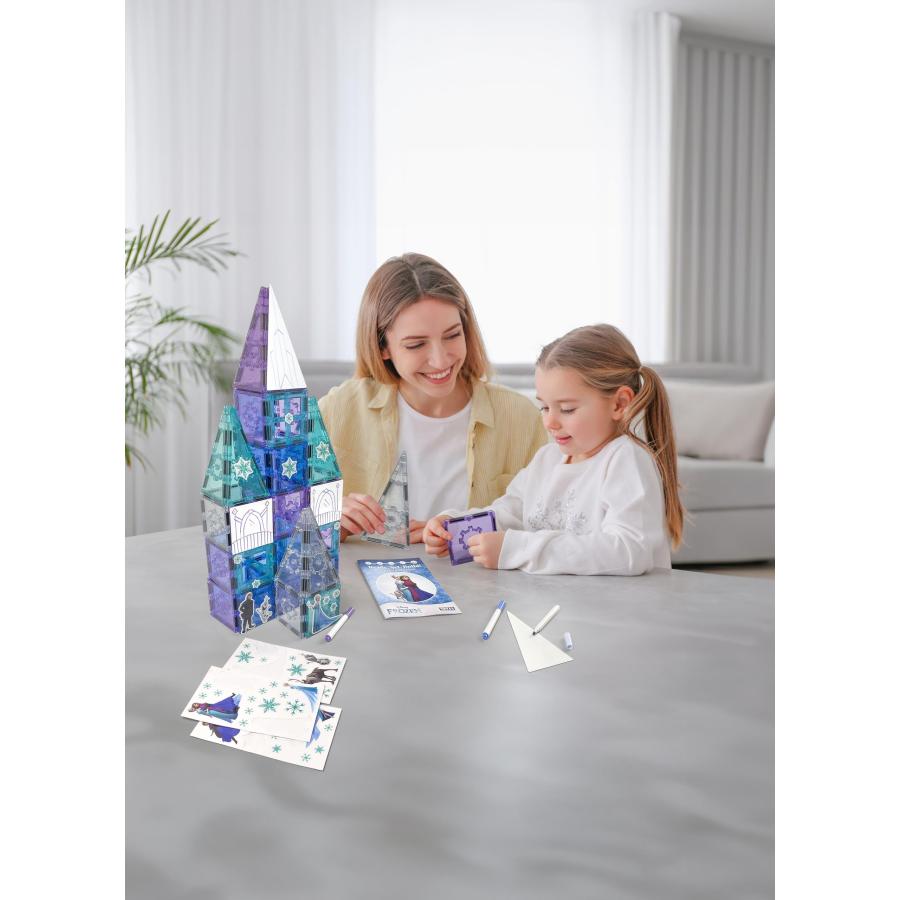 Tytan Toys Disney Frozen Magnetic Tiles Princess Castle - 68-Piece STEAM Building Set with Glitter Tiles ＆ Elsa， Anna， Olaf Stickers - Educational Fr