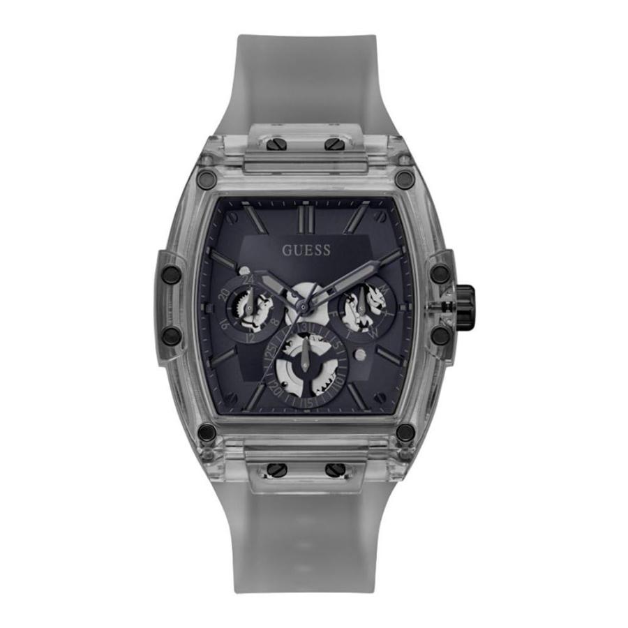 GUESS メンズ トレンド トノー 多機能 43mm グレーストラップ ネイビーダイヤル グレーケース ウォッチ GW0203G 50m防水