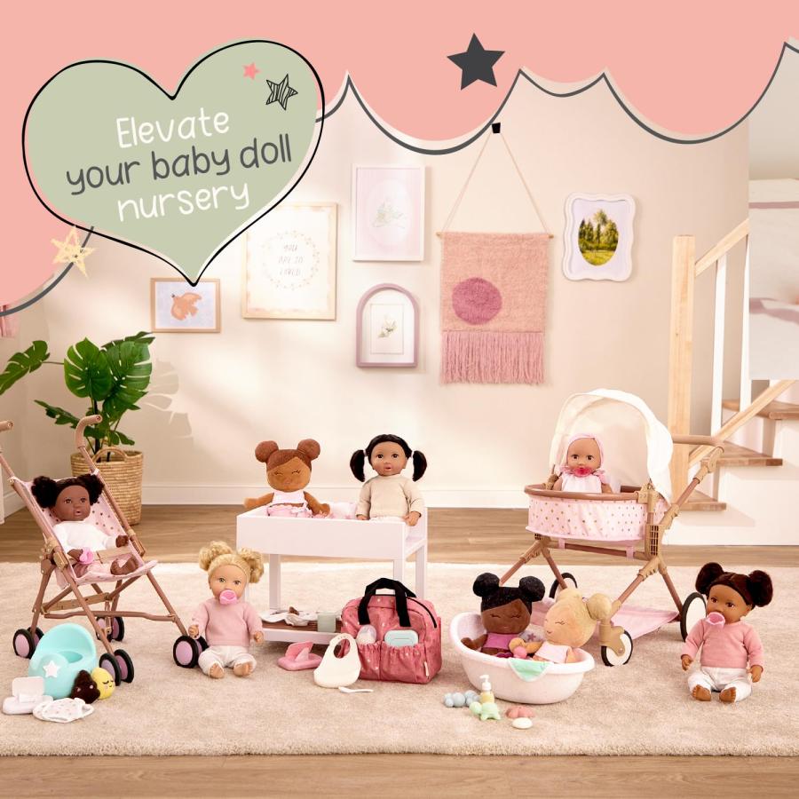 LullaBaby - 14インチ リアルなベビードール おむつ＆ケアアクセサリー 茶色の目と柔らかいボディ - ごっこ遊び 2歳以上 - ベビードール＆ジョギングベビーカーの画像