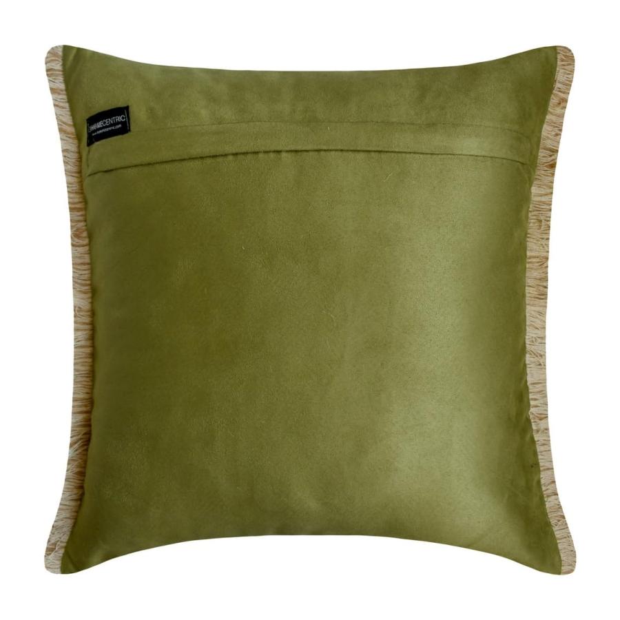 The HomeCentric 装飾 緑 クッション, 45 x 45 cm ジュート 枕 テクスチャード、ジュート、シェブロン、レース, クッションカバー付き, 幾何学的な 枕, モダン -_2