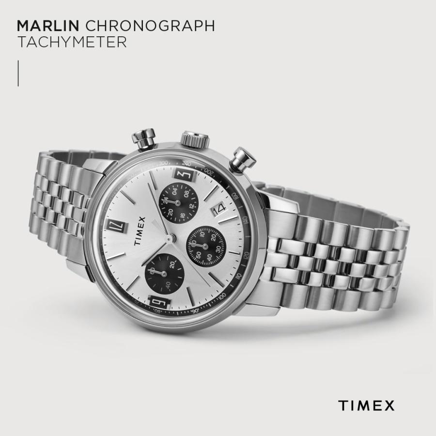 Timex Marlin 40mm クロノグラフ タキメーター ステンレスブレスレット シルバートーンダイヤル クォーツの画像